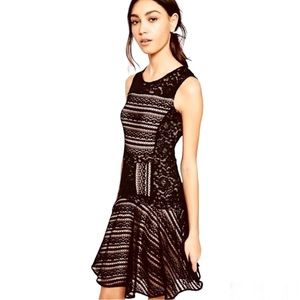 BCBG Jalina Black Lace Fit and Flare Dress